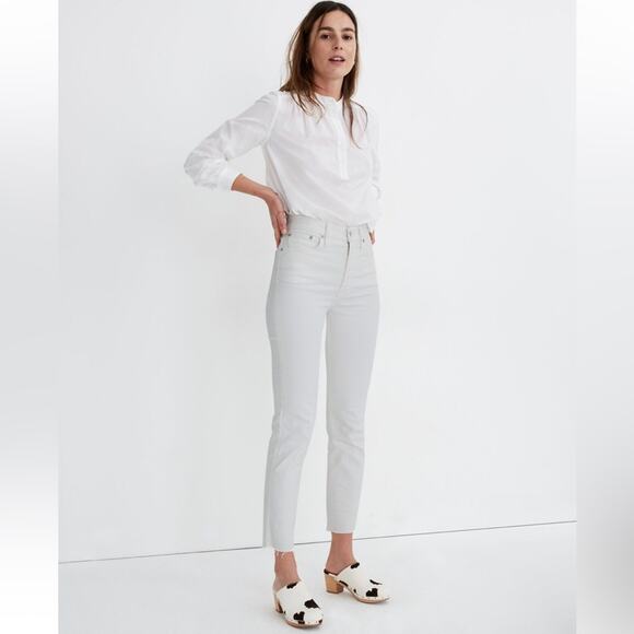 Madewell The Perfect Vintage Crop Jeans in Tile White: Raw-Hem Edition Sz 31 - Picture 1 of 16